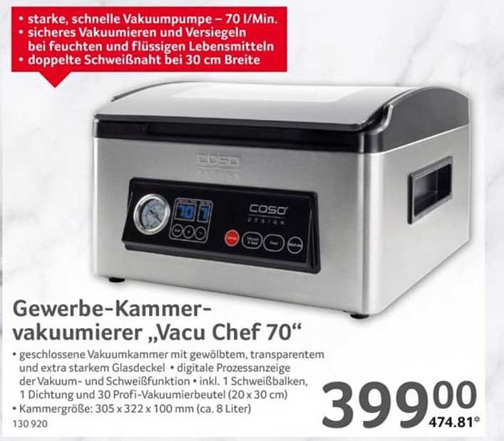 Gewerbe-Kammervakuumierer „Vacu Chef 70“