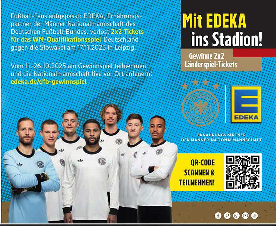 Gewinne 2x2 Länderspiel-Tickets für das WM-Qualifikationsspiel Deutschland gegen die Slowakei