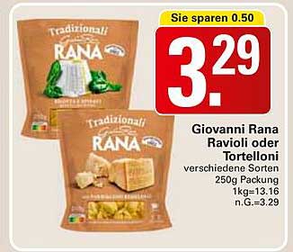 Giovanni Rana Ravioli oder Tortelloni 250g Packung