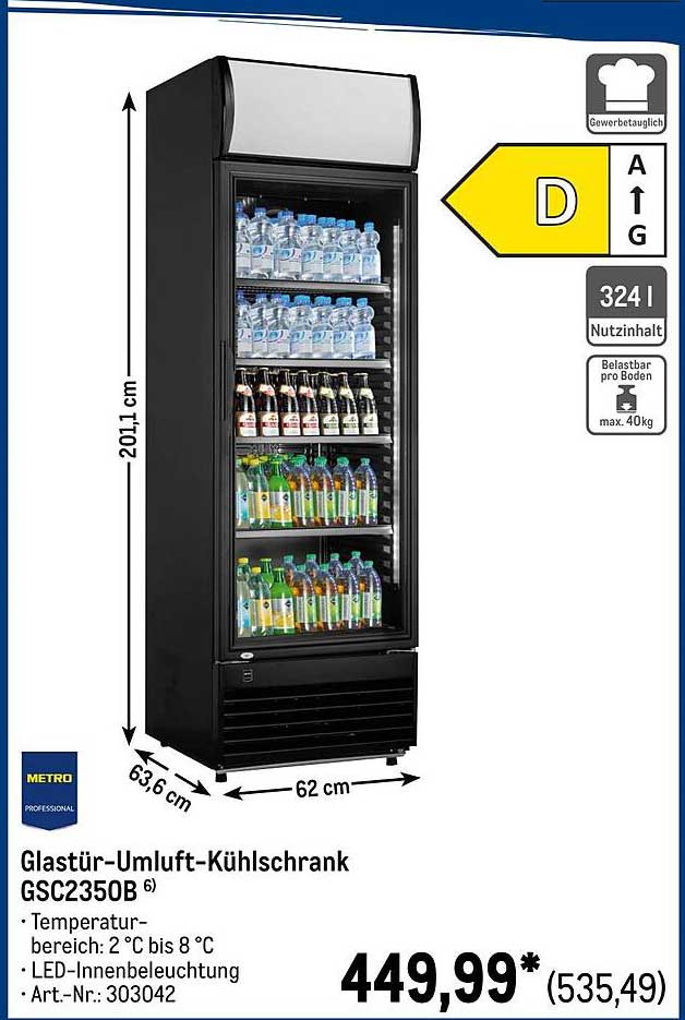 Glasür-Umluft-Kühlschrank GSC2350B
