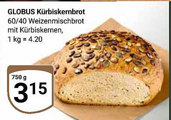 GLOBUS Kürbiskernbrot 60/40 Weizenmischbrot mit Kürbiskernen
