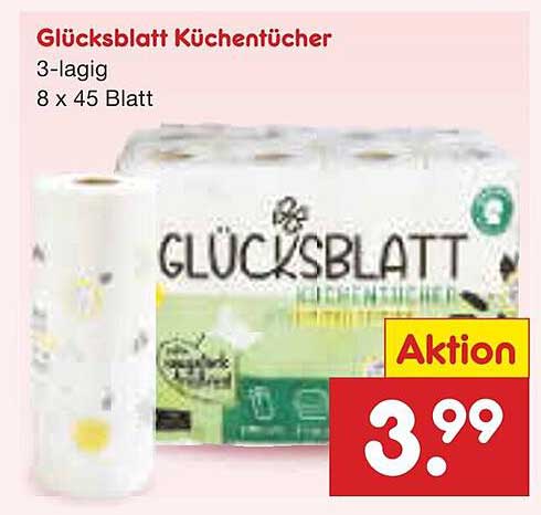 Glücksblatt Küchentücher 3-lagig, 8 x 45 Blatt