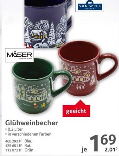 Glühweinbecher 0,2 Liter in verschiedenen Farben