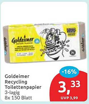 Goldeimer Recycling Toilettenpapier 3-lagig 8x 150 Blatt