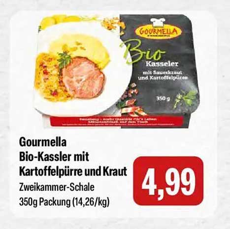 Gourmella Bio-Kassler mit Kartoffelpürree und Kraut