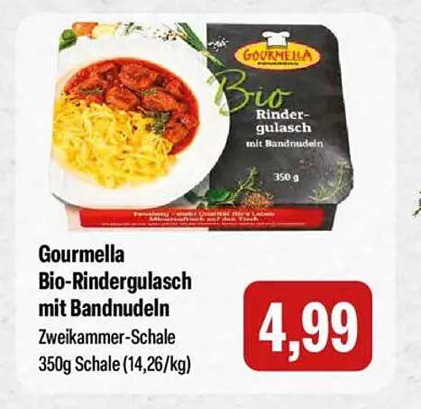 Gourmella Bio-Rindergulasch mit Bandnudeln – 350 g