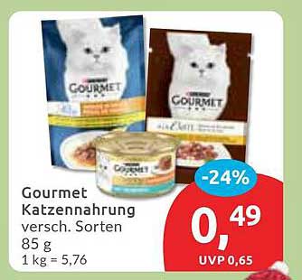 Gourmet Katzennahrung, verschiedene Sorten, 85 g