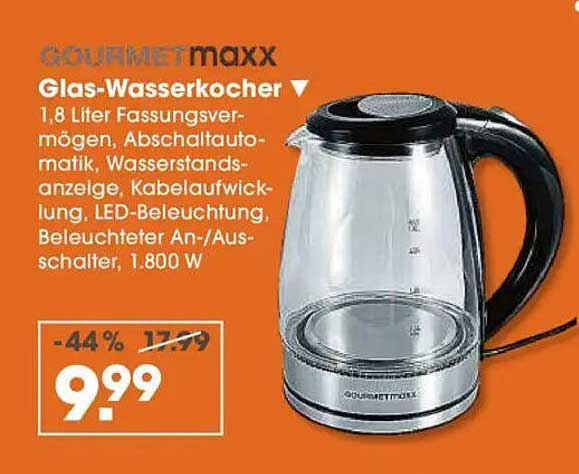 GOURMETmaxx Glas-Wasserkocher
