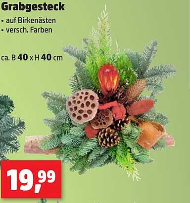 Grabgesteck auf Birkenästen - vielseitig und farbenfroh
