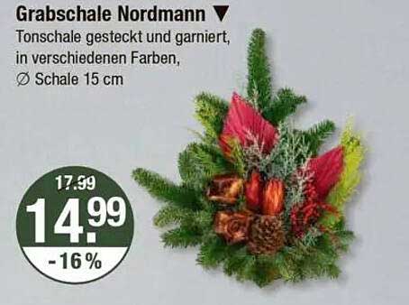 Grabschale Nordmann - Tonschale gesteckt und garniert