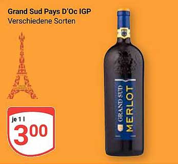 Grand Sud Pays D'Oc IGP – Merlot in verschiedenen Sorten