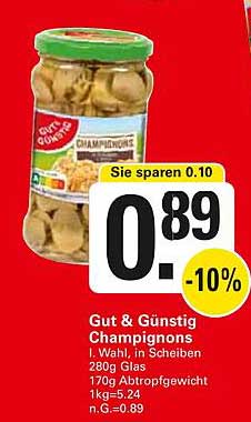 Gut & Günstig Champignons 280g Glas