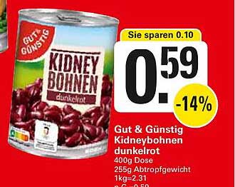 Gut & Günstig Kidneybohnen dunkelrot 400g Dose
