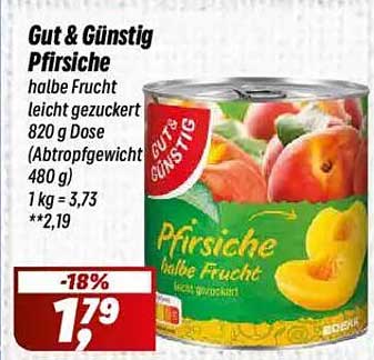 Gut & Günstig Pfirsiche halbe Frucht leicht gezuckert 820 g Dose
