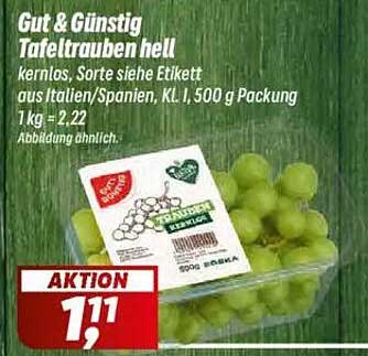 Gut & Günstig Tafeltrauben hell - kernlos