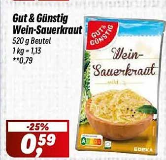 Gut & Günstig Wein-Sauerkraut 520 g Beutel