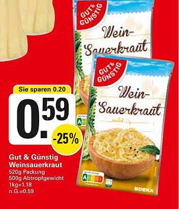 Gut & Günstig Weinsauerkraut 520g Packung