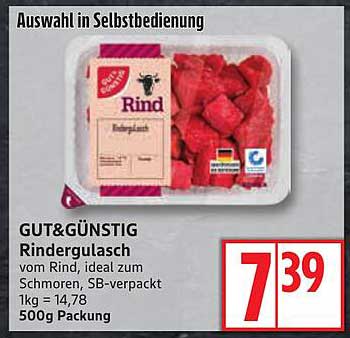 GUT&GENÜSTIG Rindergulasch 500g - Ideal zum Schmoren