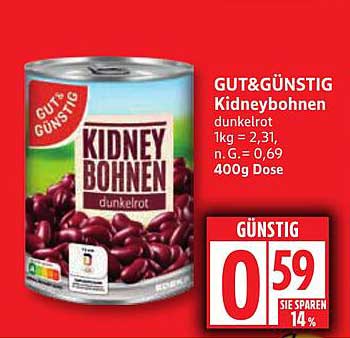GUT&GÜNSTIG Kidneybohnen dunkelrot 400g Dose