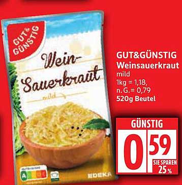 GUT&GÜNSTIG Weinsauerkraut mild 520g Beutel