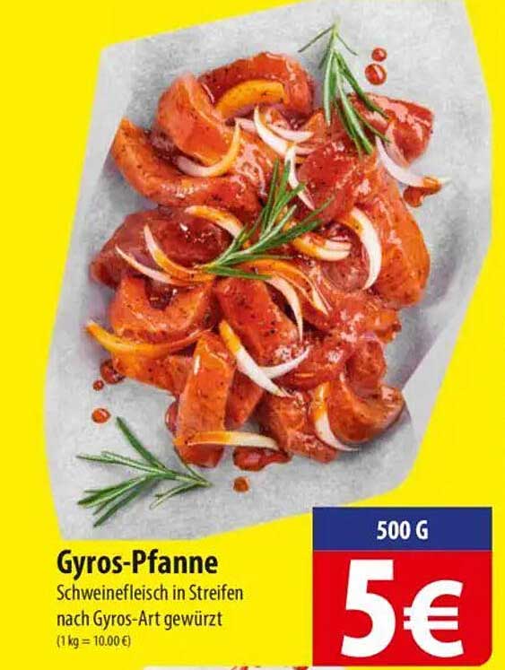 Gyros-Pfanne - Schweinefleisch in Streifen nach Gyros-Art gewürzt