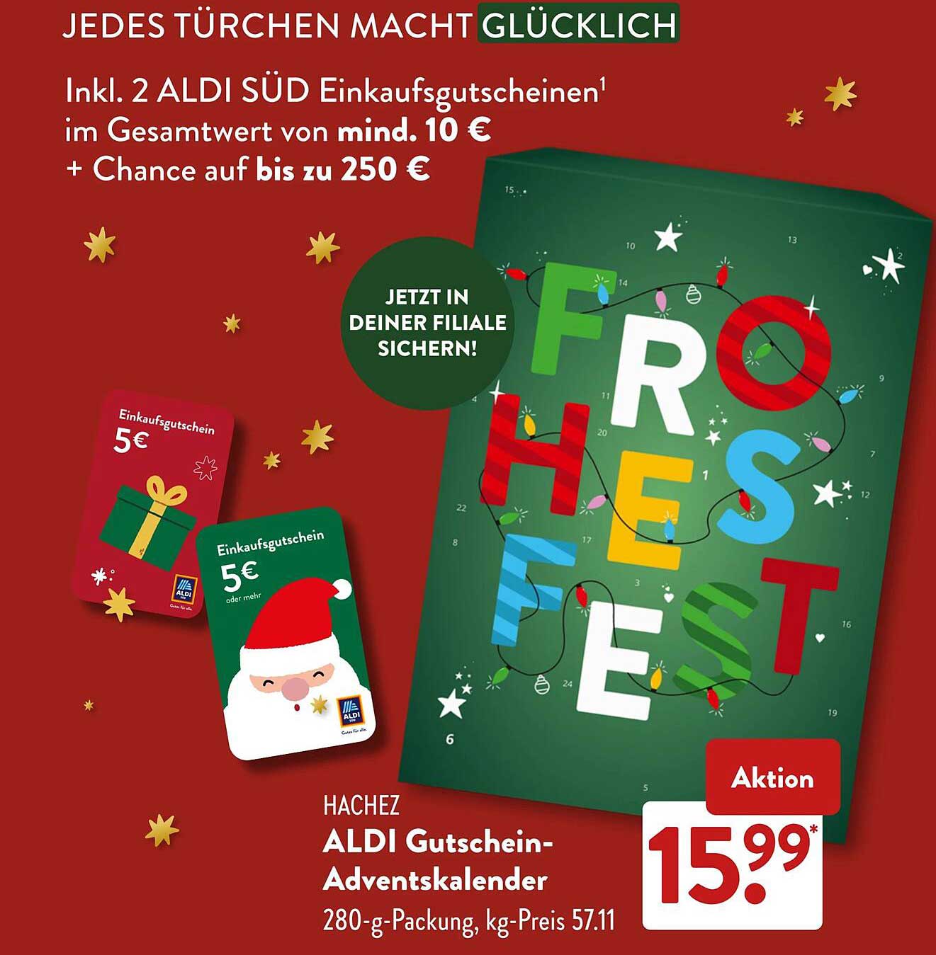 HACHEZ ALDI Gutschein-Adventskalender 280-g-Packung