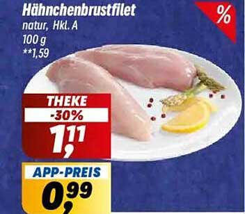 Hähnchenbrustfilet natur, Hkl. A 100 g -30%