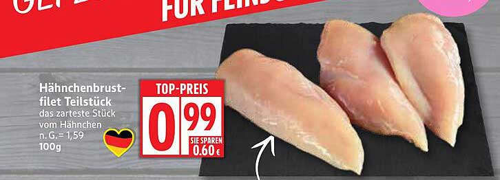 Hähnchenbrustfilet Teilstück - das zarteste Stück vom Hähnchen