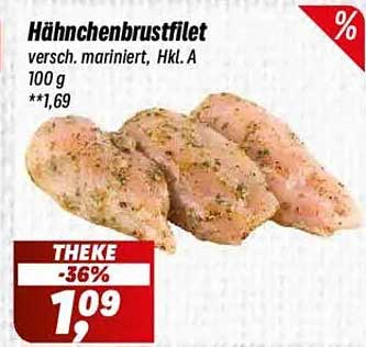 Hähnchenbrustfilet, verschieden mariniert, Hkl. A