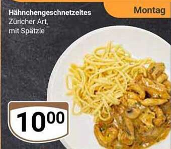 Hähnchengeschnetzeltes Zürcher Art mit Spätzle