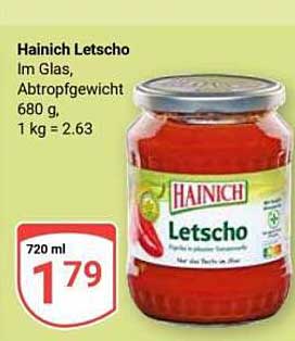 Hainich Letscho im Glas, Abtropfgewicht 680 g