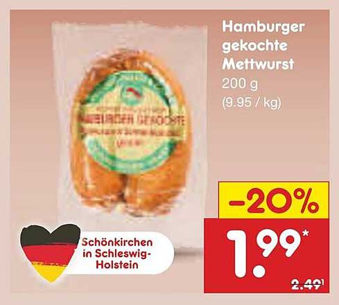 Hamburger gekochte Mettwurst 200 g