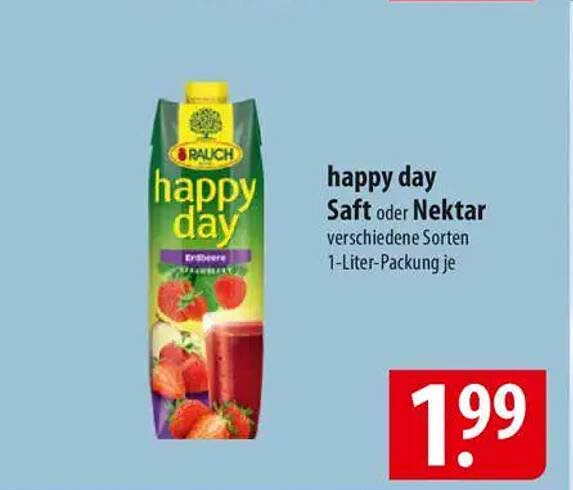 happy day Saft oder Nektar verschiedene Sorten 1-Liter-Packung je
