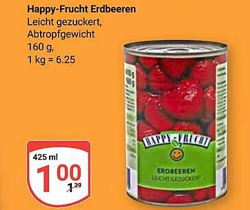 Happy-Frucht Erdbeeren, leicht gezuckert, 425 ml, 1,00 €