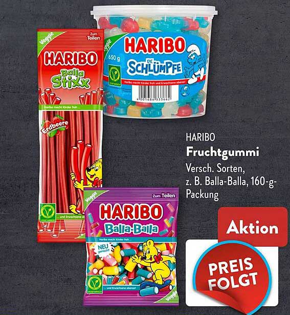 HARIBO Fruchtgummi in verschiedenen Sorten, z. B. Balla-Balla, 160-g-Packung