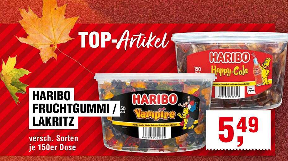HARIBO Fruchtgummi / Lakritz – verschiedene Sorten je 150er Dose