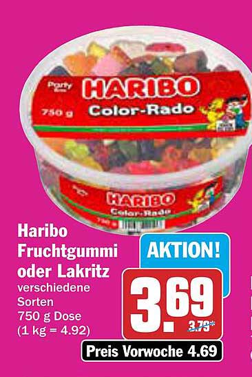 Haribo Fruchtgummi oder Lakritz 750 g Dose