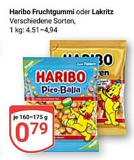 Haribo Fruchtgummi oder Lakritz - Verschiedene Sorten, 160-175 g