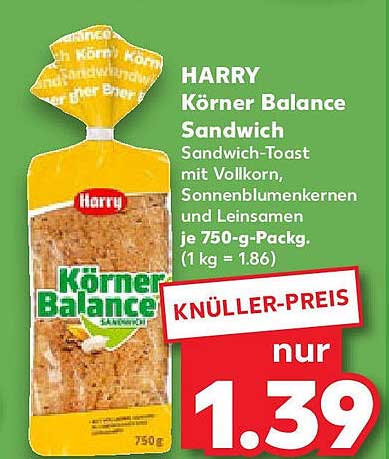 HARRY Körner Balance Sandwich-Toast 750 g