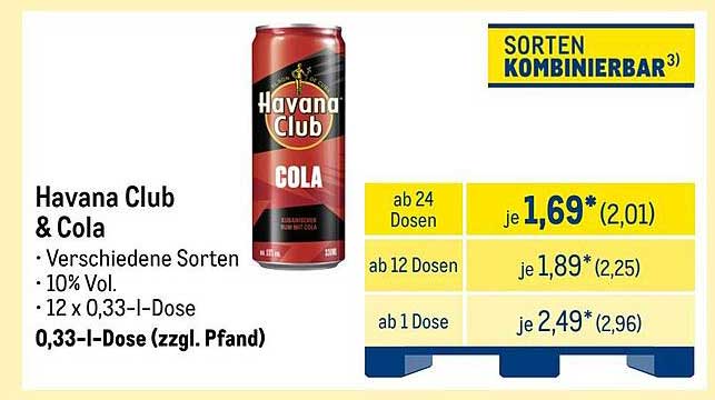 Havana Club & Cola 0,33 l Dose (zzgl. Pfand)