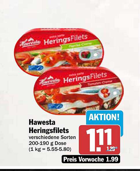 Hawesta Heringsfilets verschiedene Sorten 200-190 g Dose