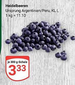 Heidelbeeren Ursprung Argentinien/Peru, KL I, 300 g zum Sonderpreis