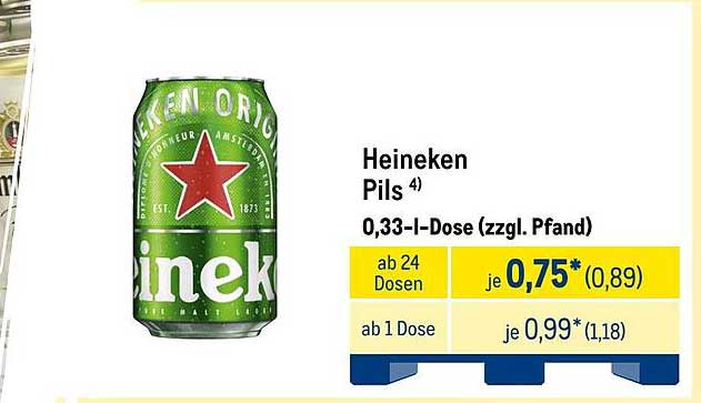 Heineken Pils 0,33-l-Dose (zzgl. Pfand)
