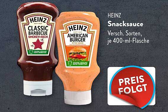 HEINZ Snacksoße, Verschiedene Sorten, je 400-ml-Flasche