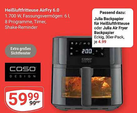 Heißluftfritteuse AirFry 6.0 von Caso Design