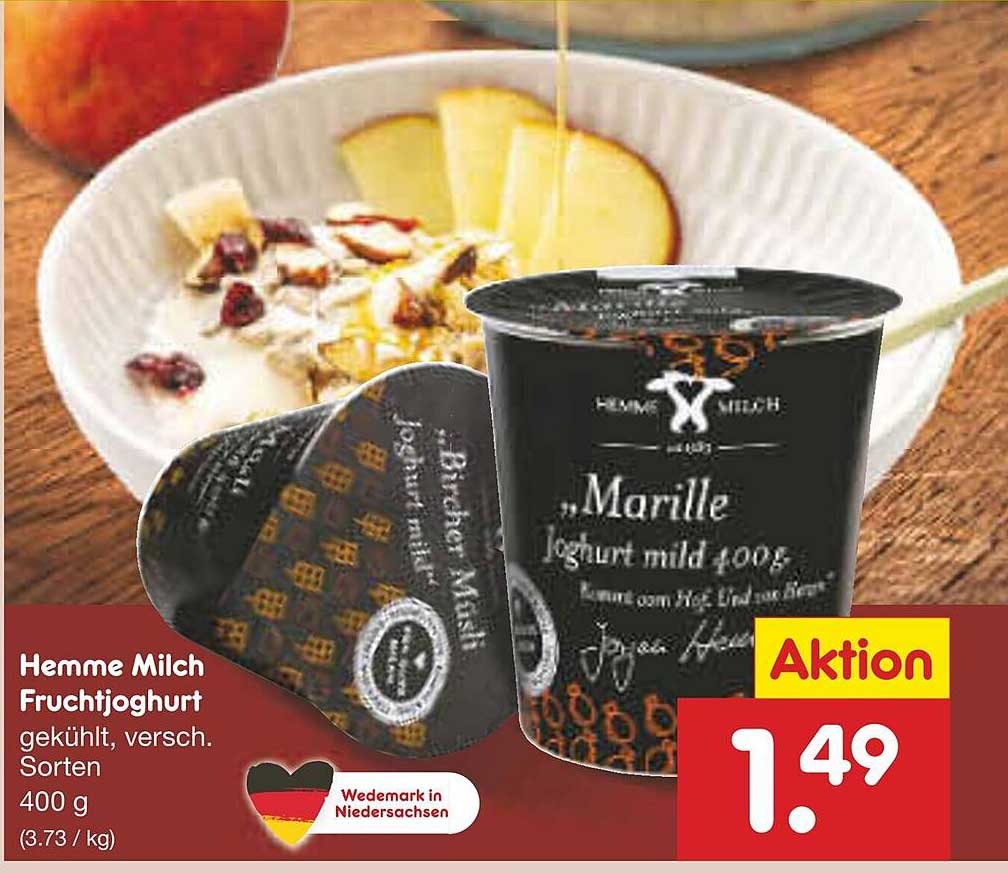 Hemme Milch Fruchtjoghurt, gekühlt, verschiedene Sorten 400 g