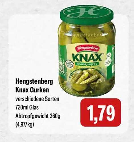 Hengstenberg Knax Gurken 720ml Glas