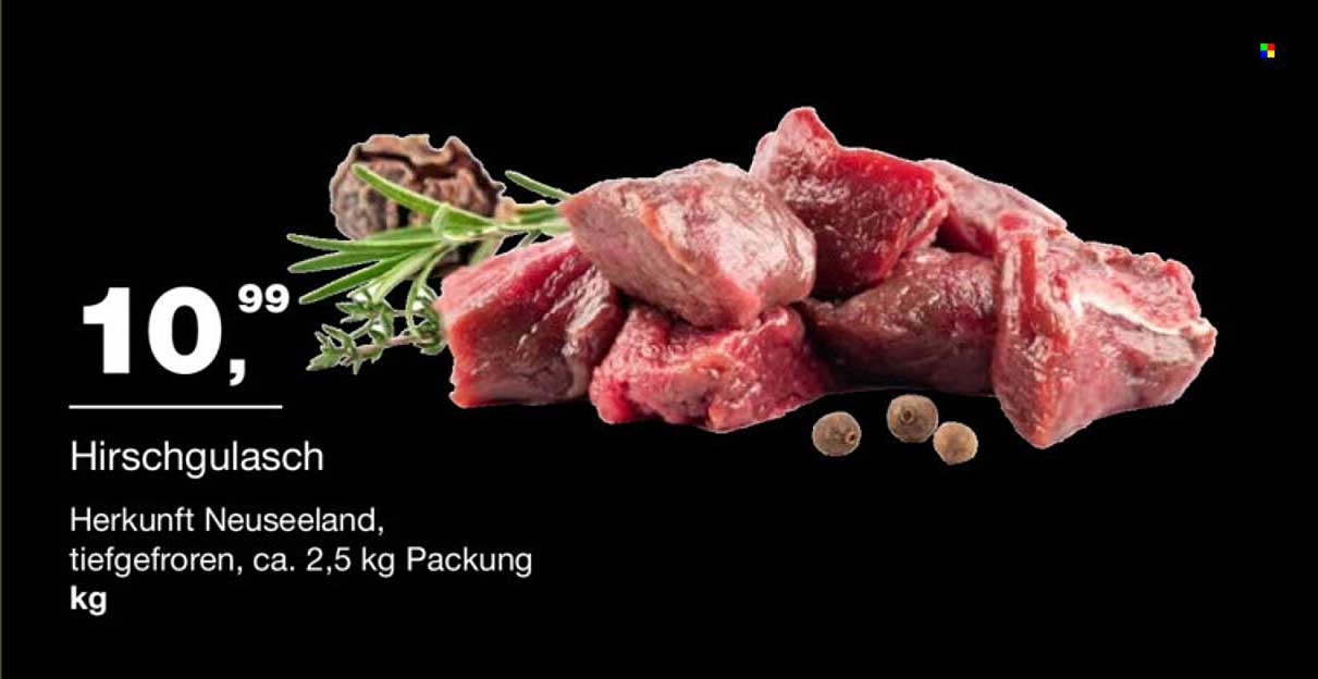 Hirschgulasch - Herkunft Neuseeland, tiefgefroren, ca. 2,5 kg Packung
