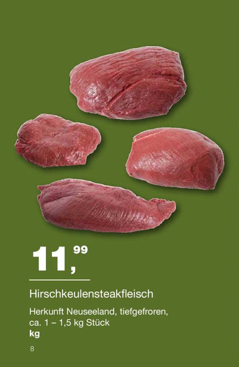 Hirschkeulensteakfleisch