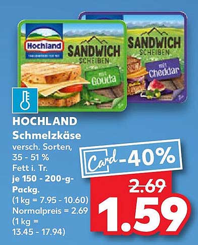 Hochland Schmelzkäse verschiedene Sorten -40%